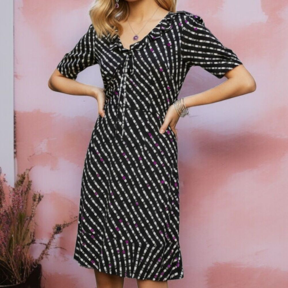 Who What Wear Flounce Babydoll Twee Polka Dot Knee Length Dress